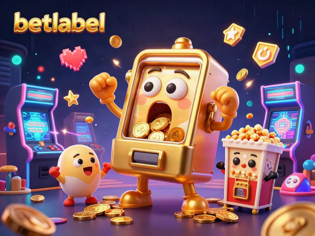 Experience the excitement of betting at betlabel with a jackpot-winning slot machine illustration.